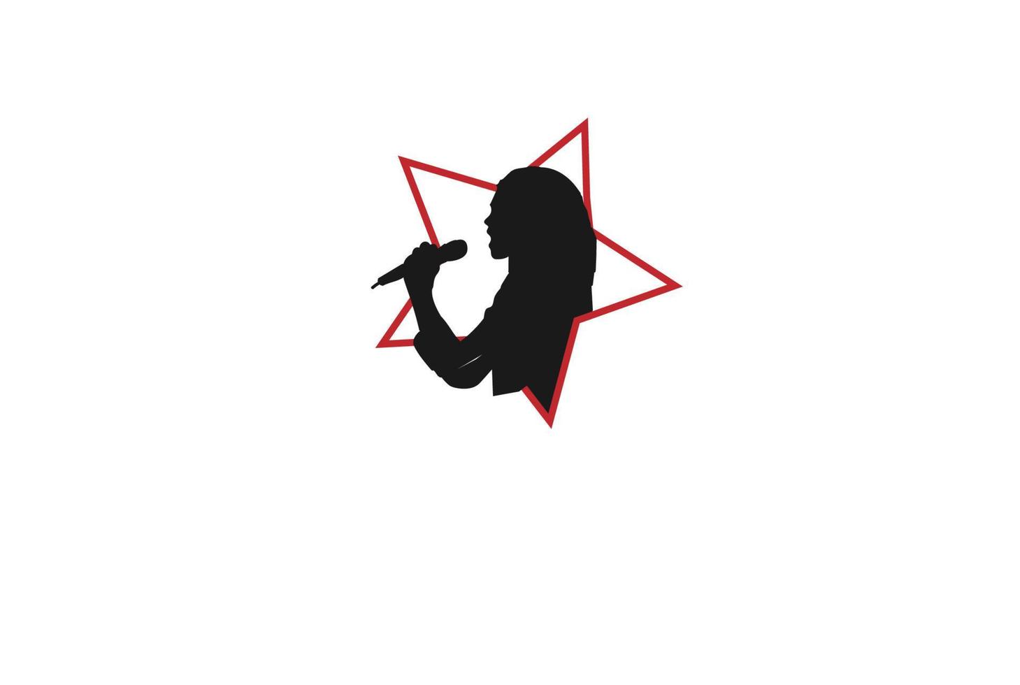 Simple Minimalist Woman Singer Star Logo Design Vector