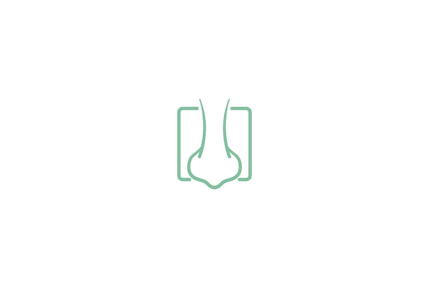 nariz humana minimalista simple para el vector de diseño del logotipo de atención clínica