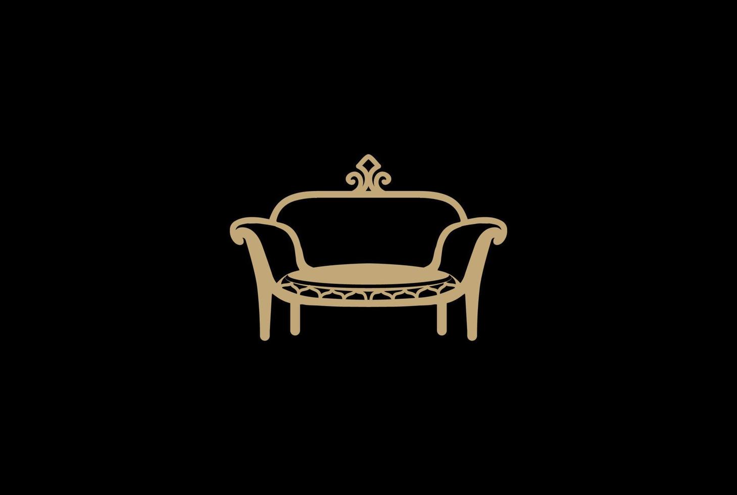 elegante asiento de silla de sofá de lujo para vector de diseño de logotipo de muebles interiores