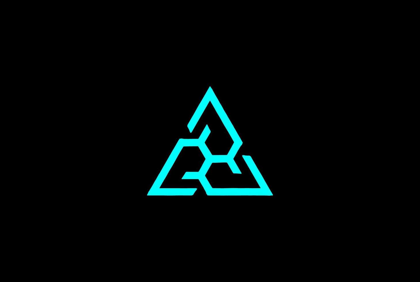 Futuristic Triangle Hub Chain Line Logo Design Vector