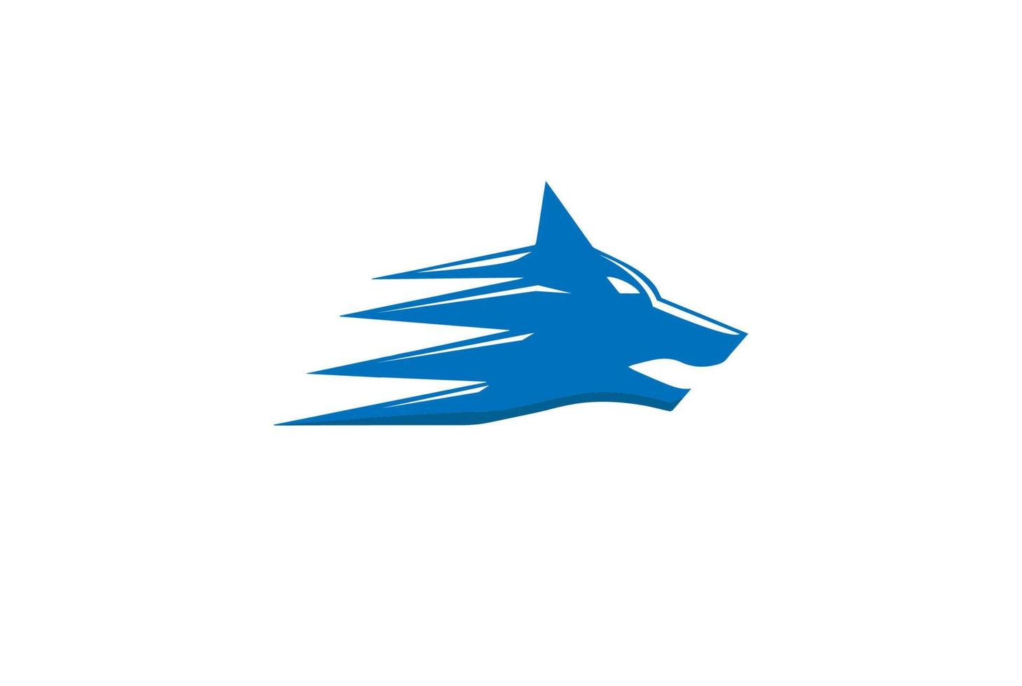 Simple Minimalist Fast Speed Wolf Dog Head Logo Design Vector