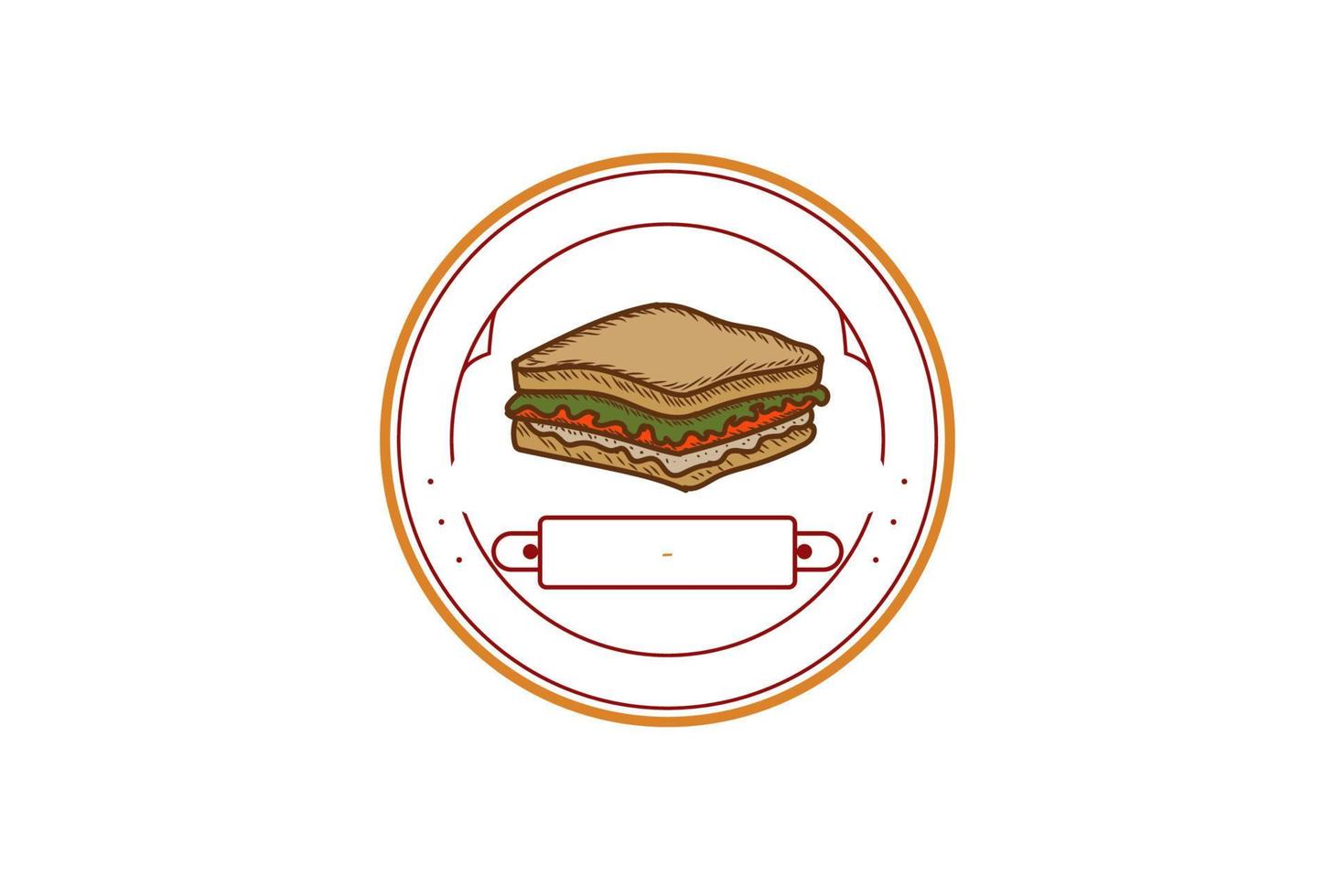 Retro Vintage Sandwich Cafe Restaurant Product Stamp Label Logo Design Vector