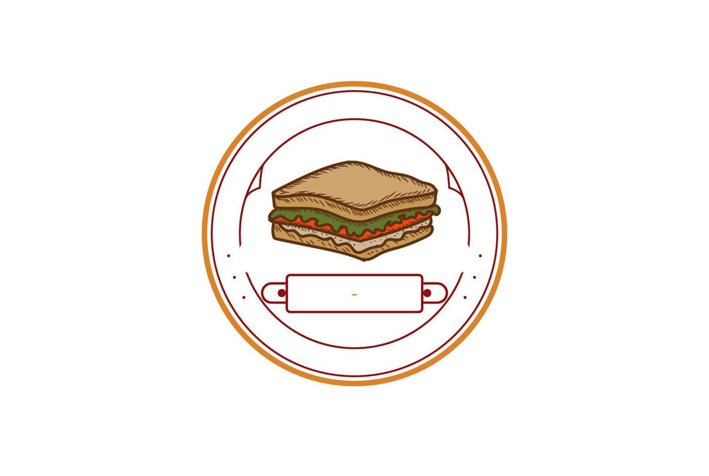 retro vintage sandwich café restaurante producto sello etiqueta logotipo diseño vector