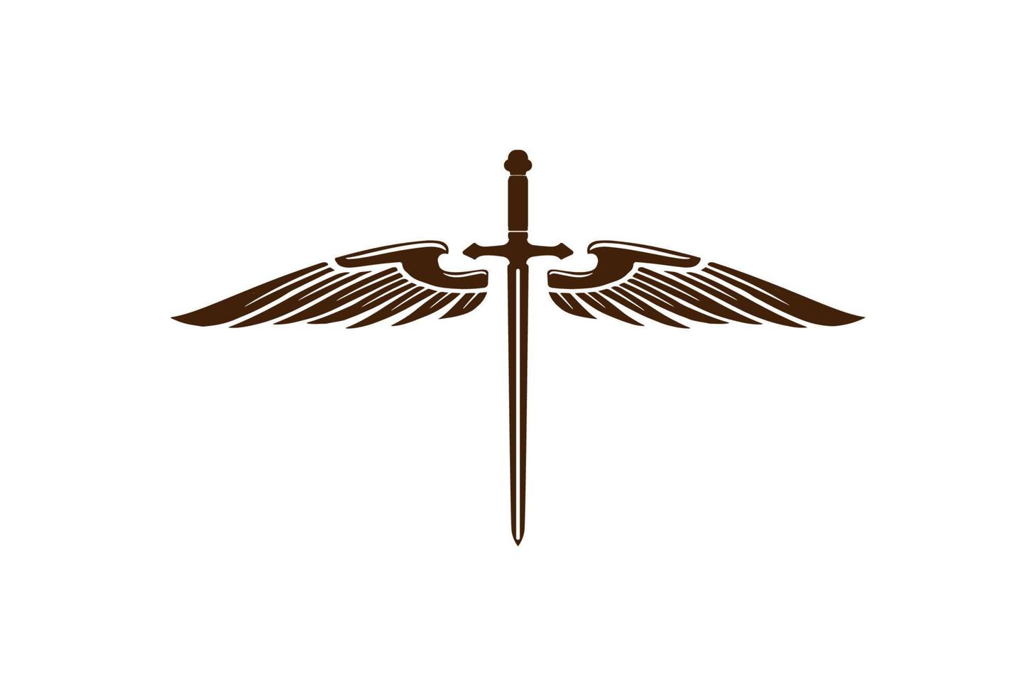 Retro Vintage Sword Blade with Wings for Army Military Badge Emblem Logo Design Vector