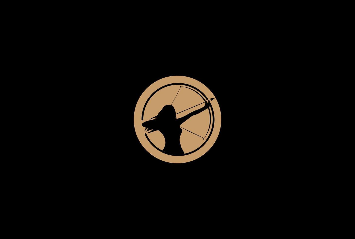 Vintage Woman Archer for Archery Sport Club Logo Design Vector