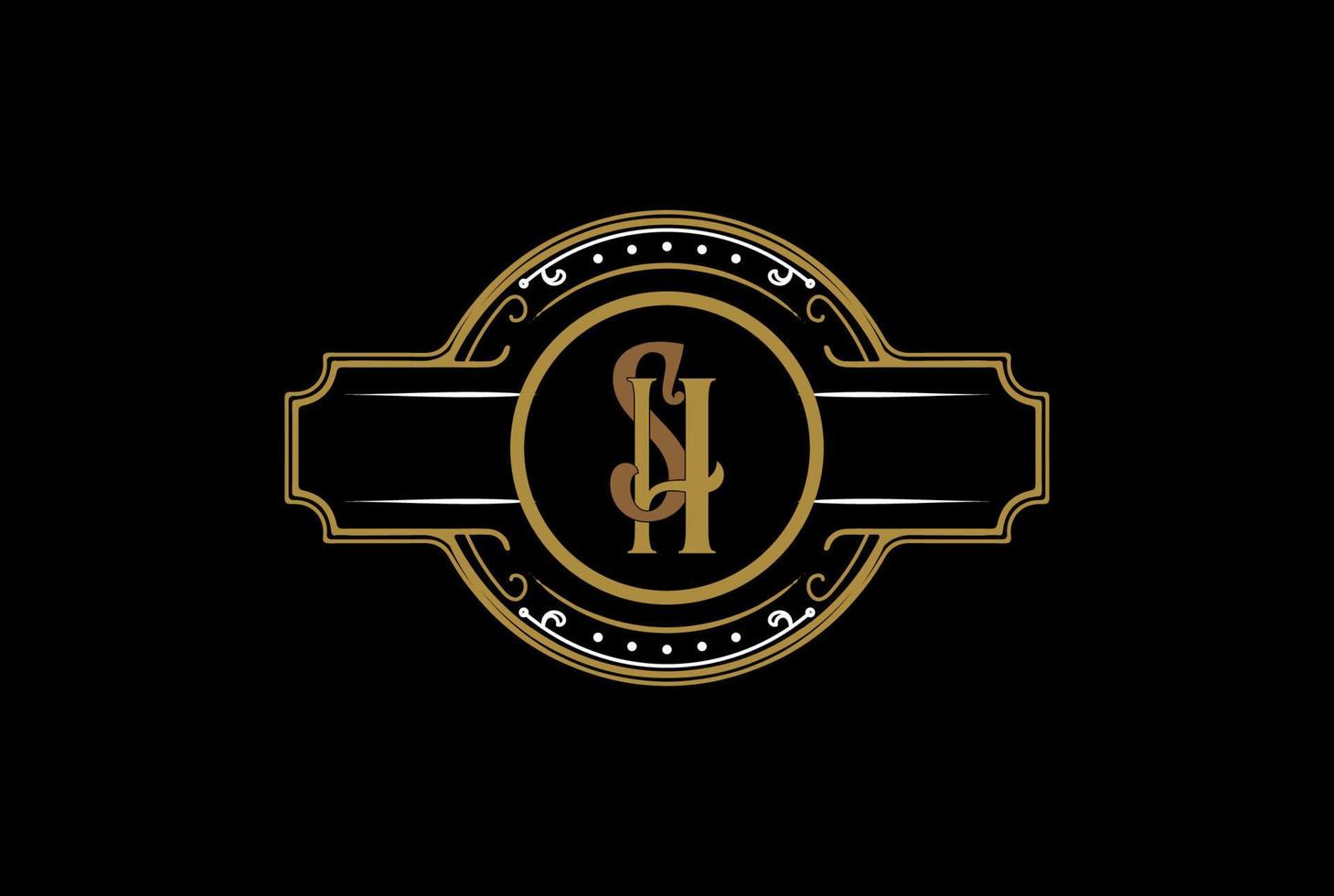 vector de diseño de logotipo de letra inicial retro vintage sh hs