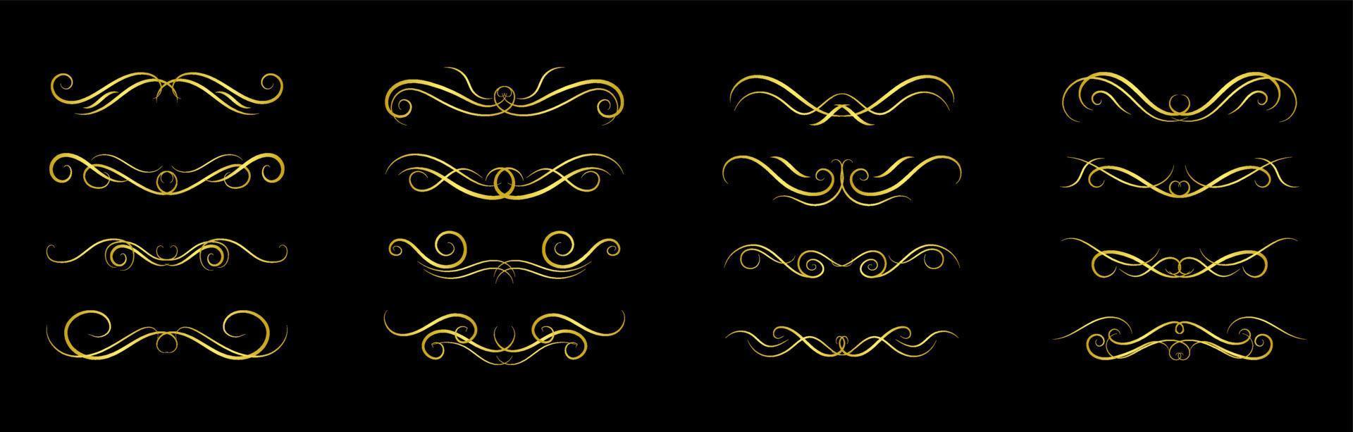 Gold Borders Elements Set Collection, ornament Vector