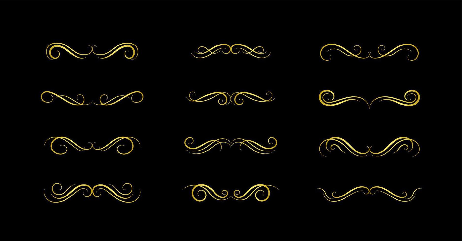 Gold Borders Elements Set Collection, ornament Vector