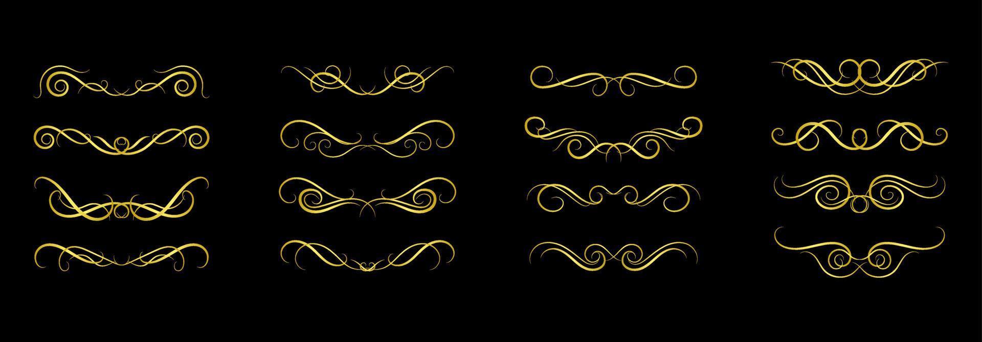 Gold Borders Elements Set Collection, ornament Vector