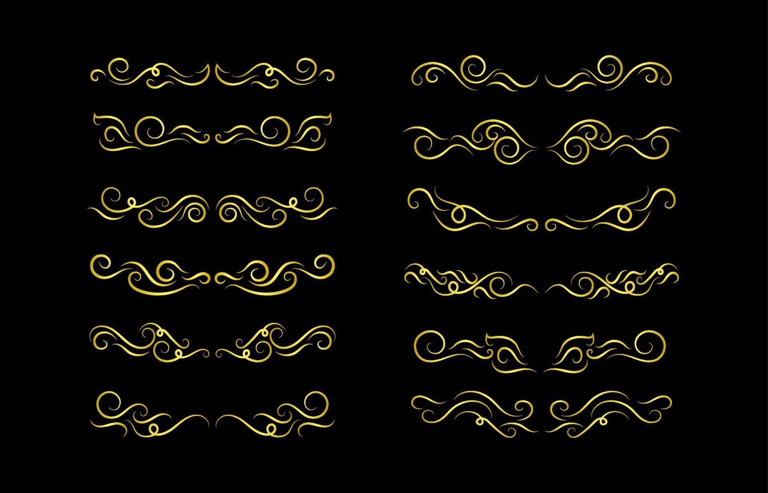 Gold Borders Elements Set Collection, ornament Vector