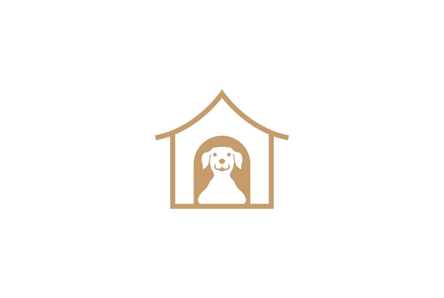 Retro Vintage Simple Minimalist Dog Puppy House Logo Design Vector