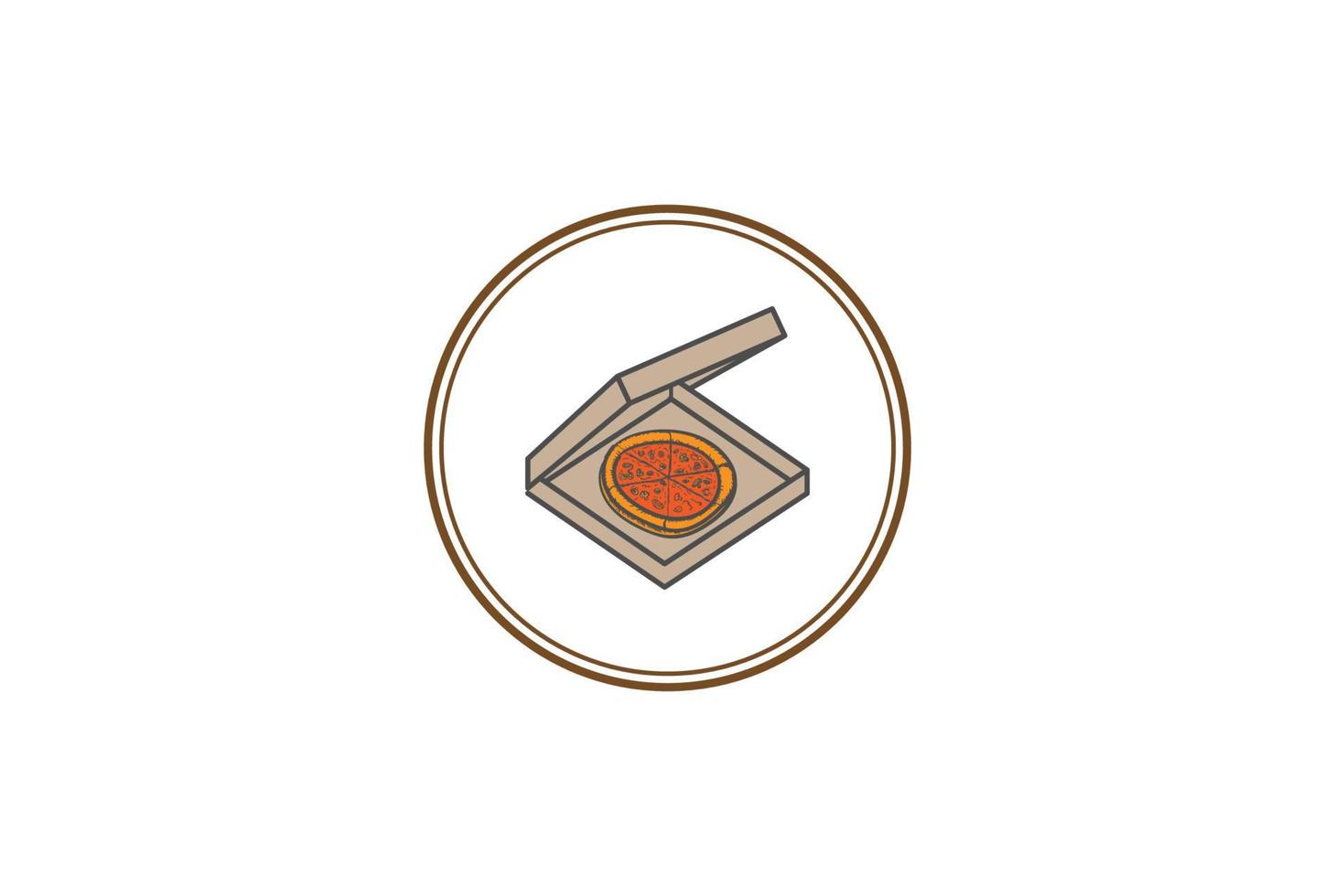 Retro Vintage Pizza Pizzeria Paper Box Badge Emblem Label Stamp Logo Design Vector