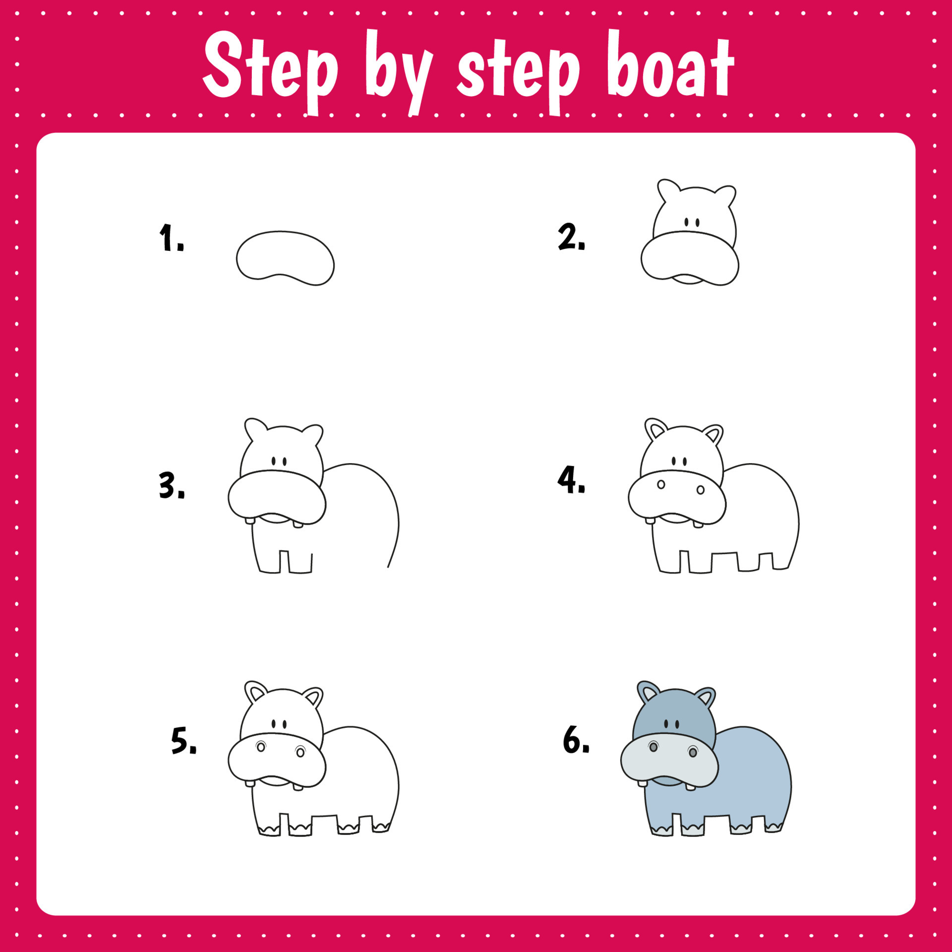 lección de dibujo para niños. cómo dibujar hipopótamo. tutorial de dibujo. paso a paso repite la imagen. página de arte de actividad infantil para libro. ilustración vectorial 5570553 Vector en Vecteezy lección de dibujo para niños. cómo dibujar hipopótamo. tutorial de dibujo. paso a paso repite la imagen. página de arte de actividad infantil para libro. ilustración vectorial 5570553 Vector en Vecteezy