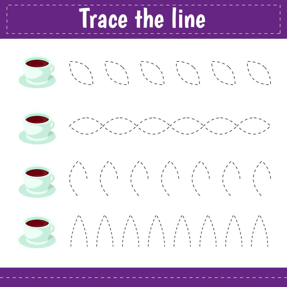 Handwriting practice sheet. Educational children educational game, printable worksheet for kids. Trace the line vector