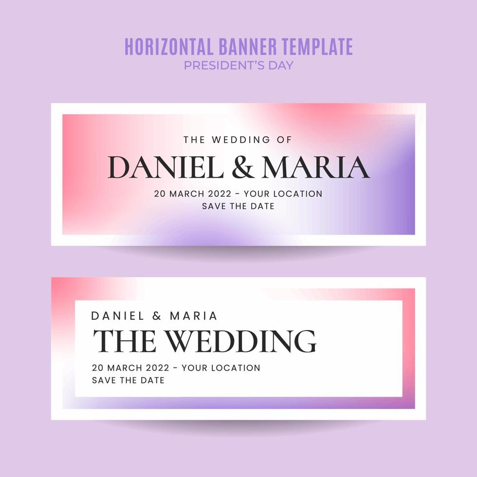 Horizontal wedding invitation web banner template retro gradients elegance abstract blurry vector