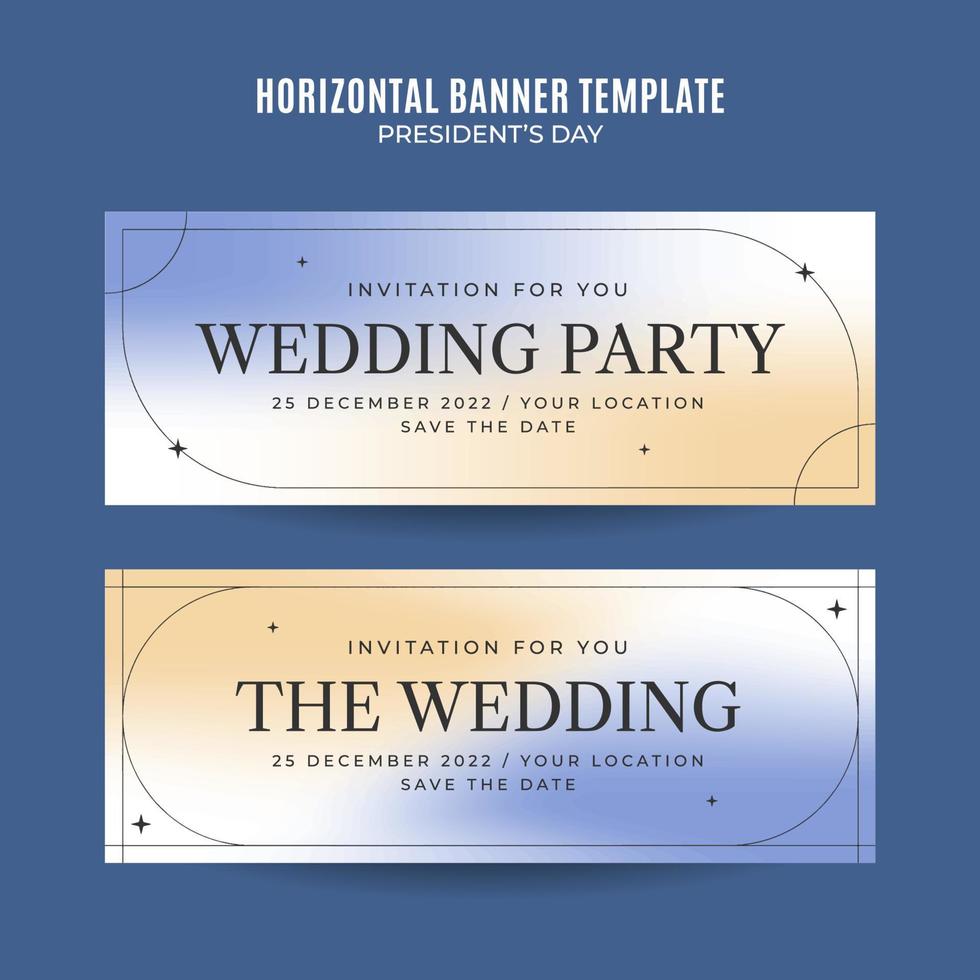 invitación de boda horizontal plantilla de banner web gradientes retro elegancia abstracta borrosa vector