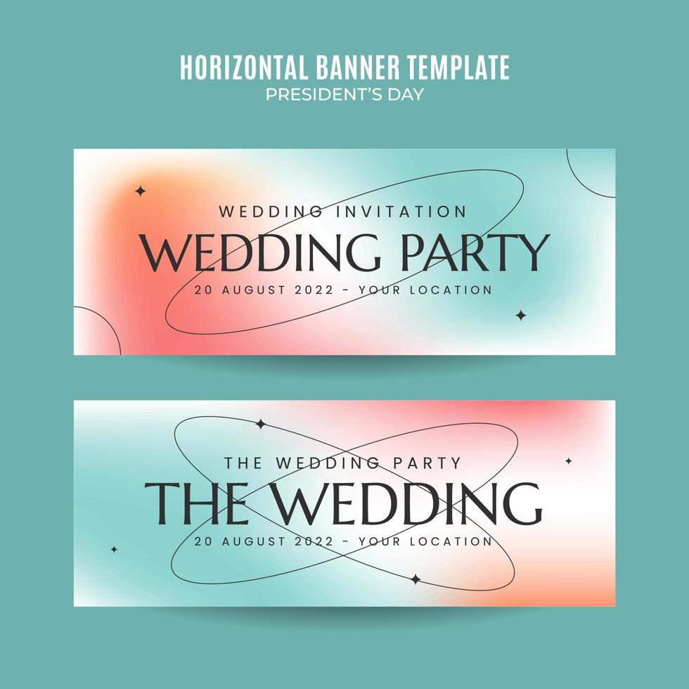 Horizontal wedding invitation web banner template retro gradients elegance abstract blurry vector