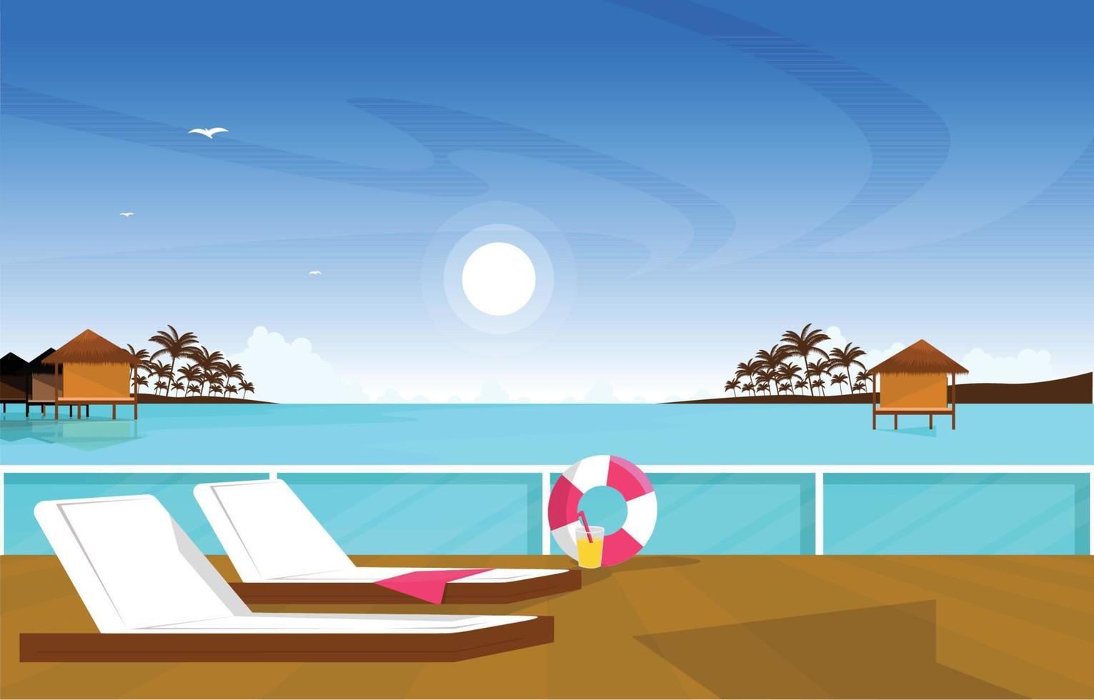 Beautiful Maldives Summer Holiday Beach Sea Island Vacation Travel Landscape vector