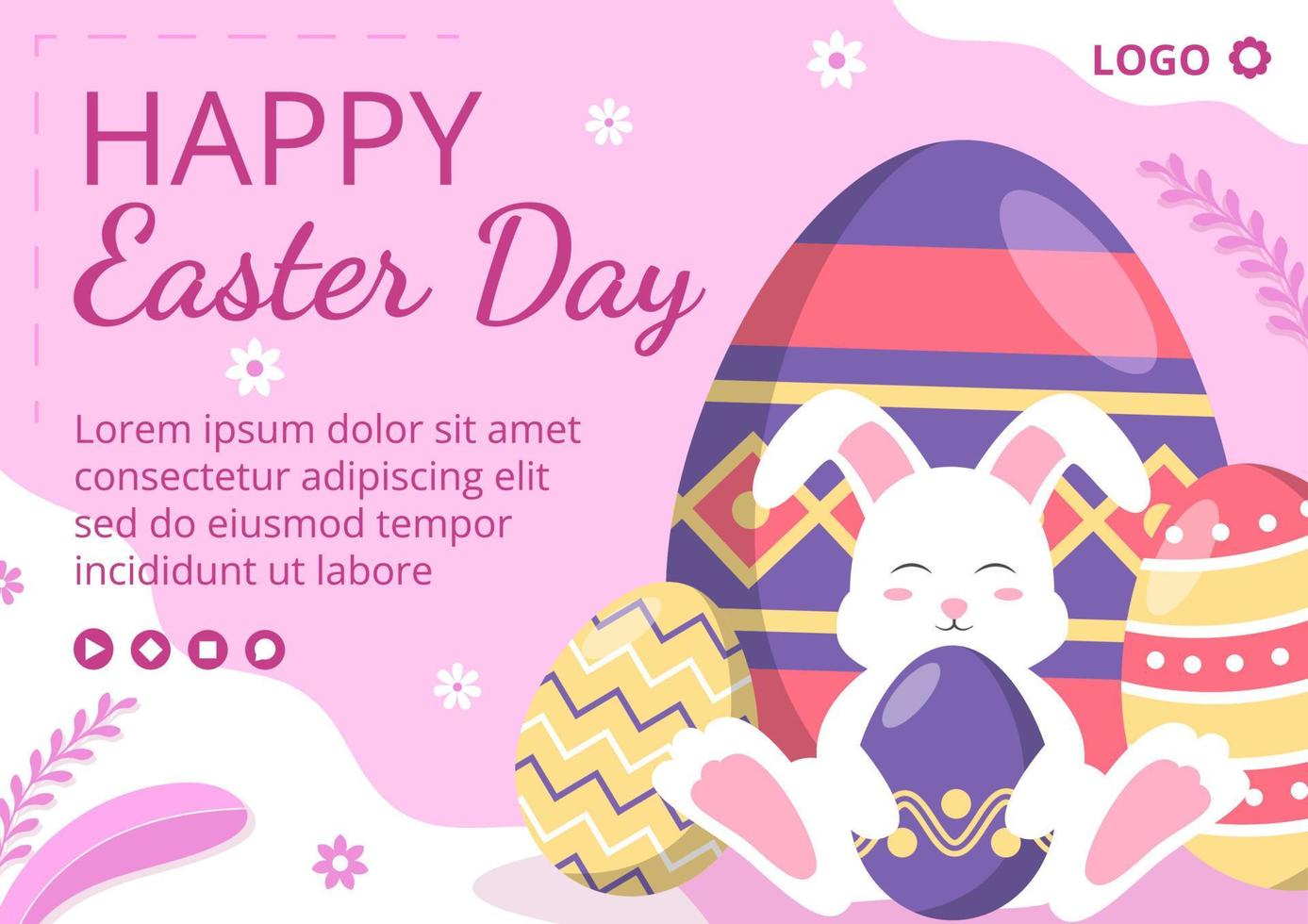 Happy Easter Day Brochure Template Flat Illustration Editable of Square Background Suitable for Social Media, Greeting Card or Web Ads vector