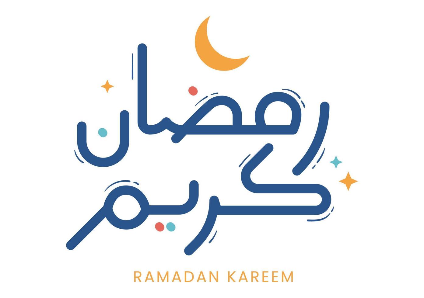 Ramadan Kareem in Arabic Calligraphy Background Flat Vector Illustration. Month of fasting to Muslims Suitable for Poster, Banner or Greeting Card