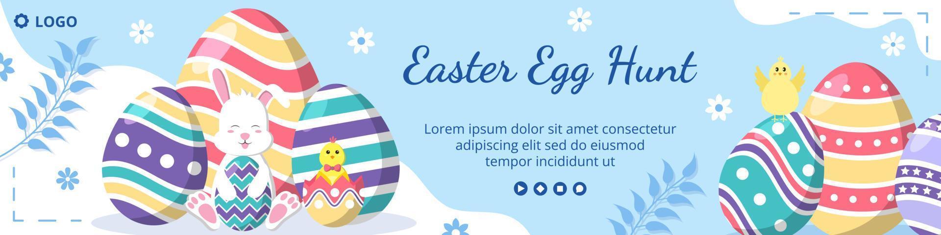 Happy Easter Day Banner Template Flat Illustration Editable of Square Background Suitable for Social Media, Greeting Card or Web Ads vector