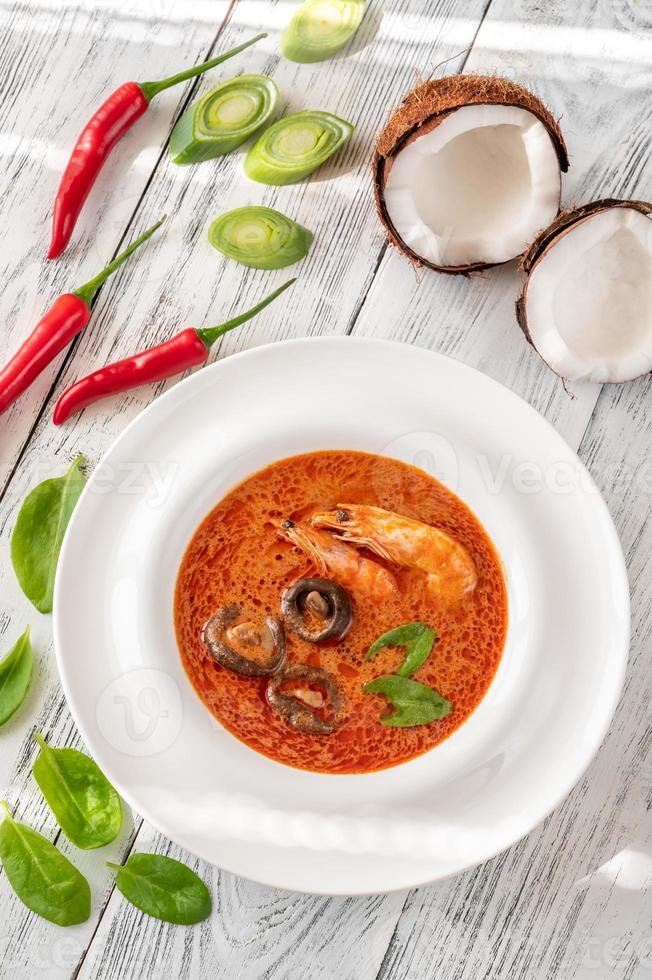 Portion of Tom Yum soup photo