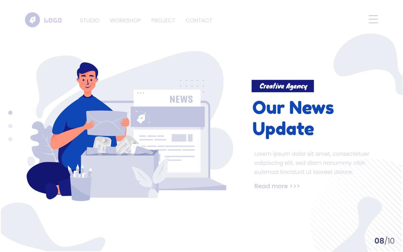 News and blog updates illustration for web page or landing page vector