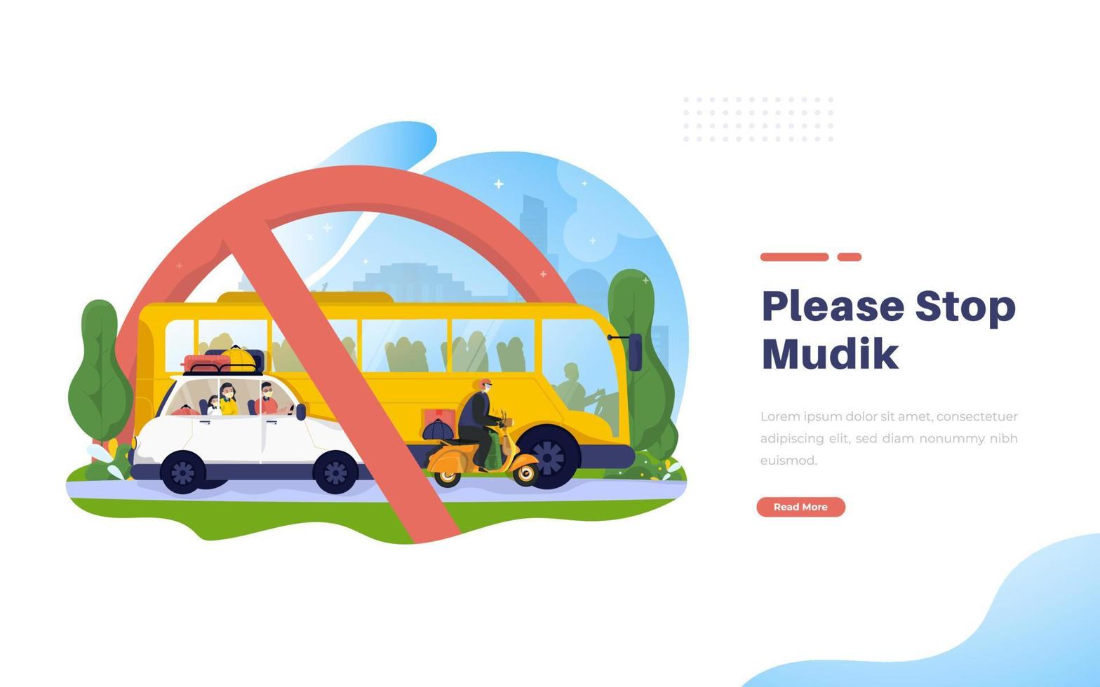 Stop traveling mudik or stop going home concept vector