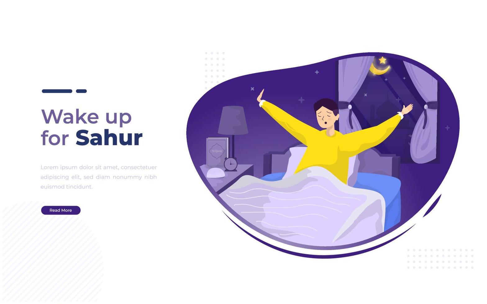 A man wake up for Ramadan sahur concept vector