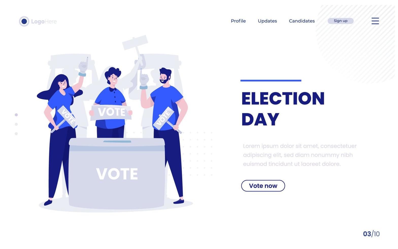 Participate election vote illustration concept on landing page design vector