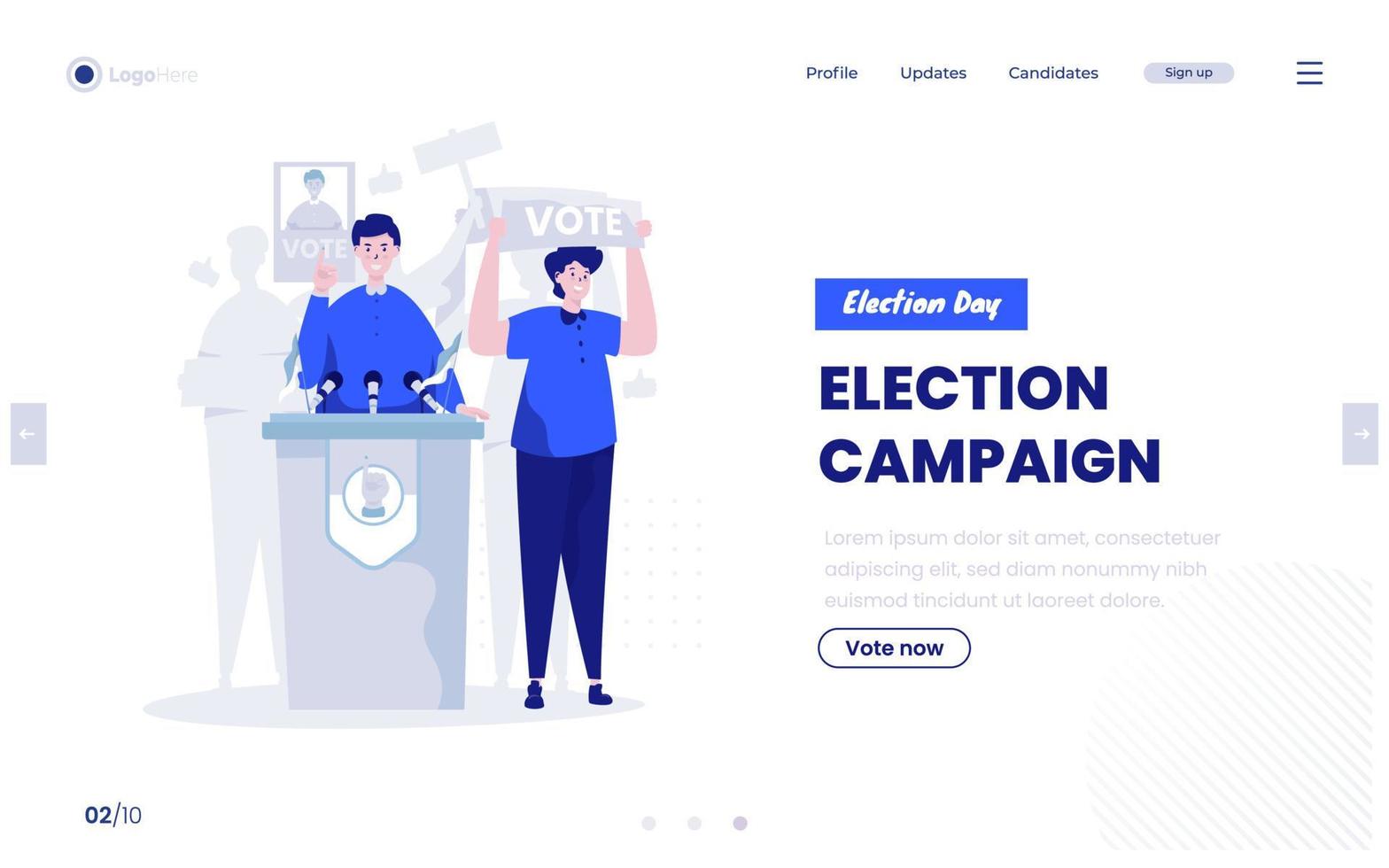 A campaign candidate voted for us for election day concept on landing page design vector