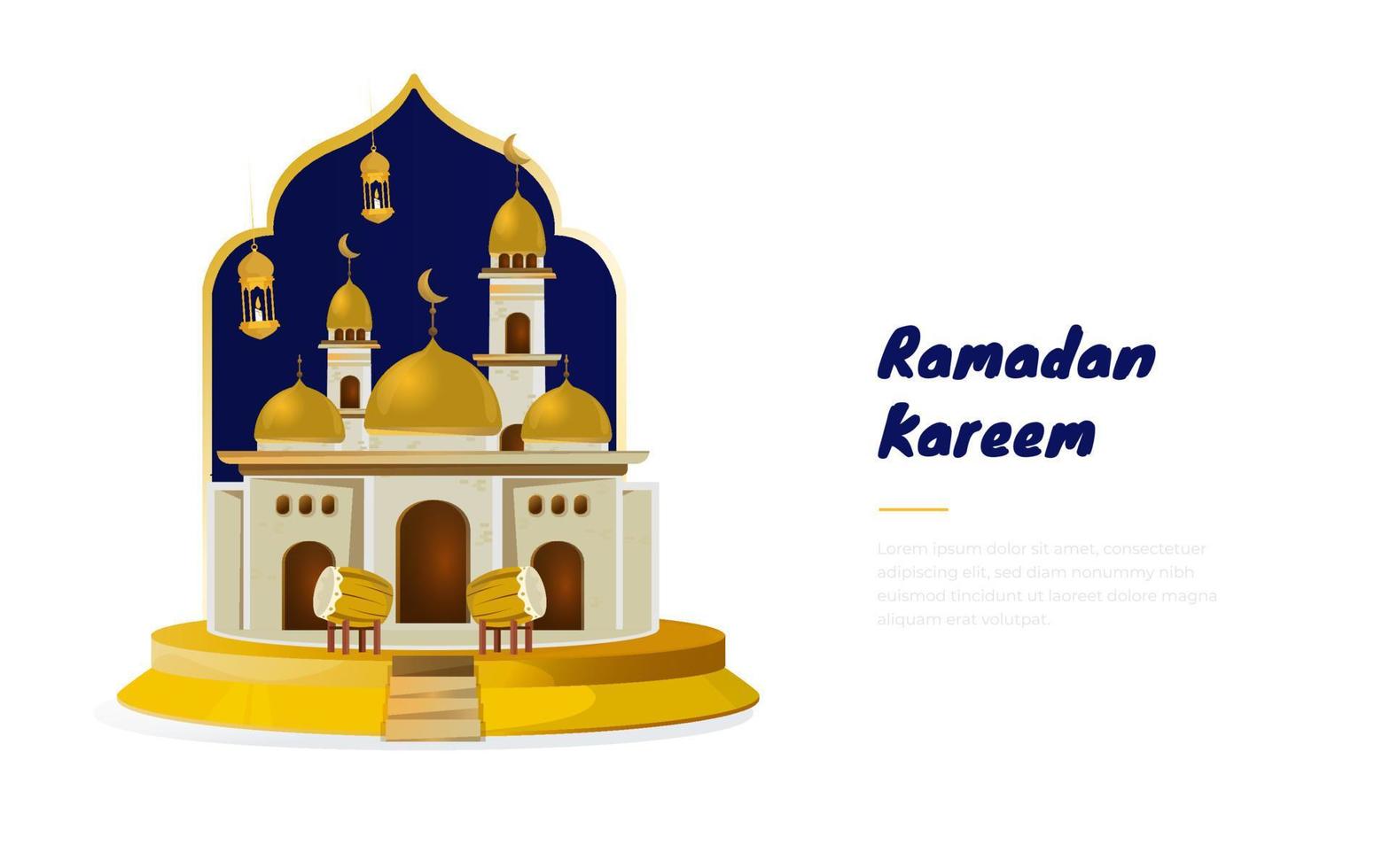 Golden mosque concept for Islamic Ramadan Kareem vector