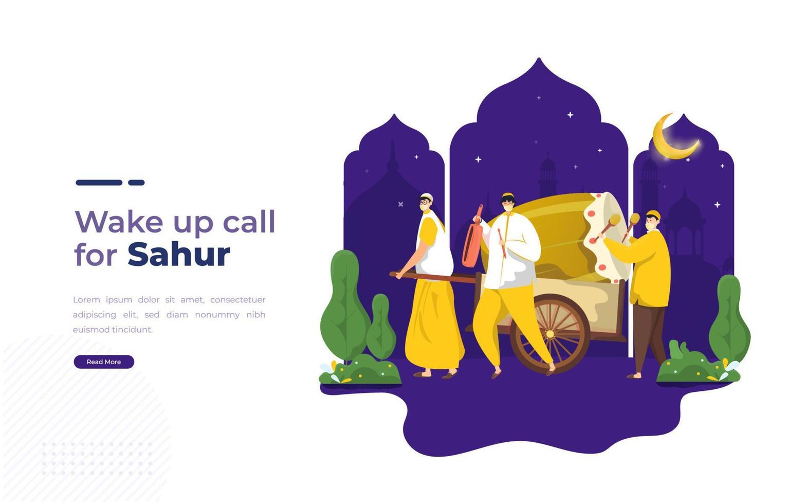 Wake up call for Ramadan sahur at night concept vector