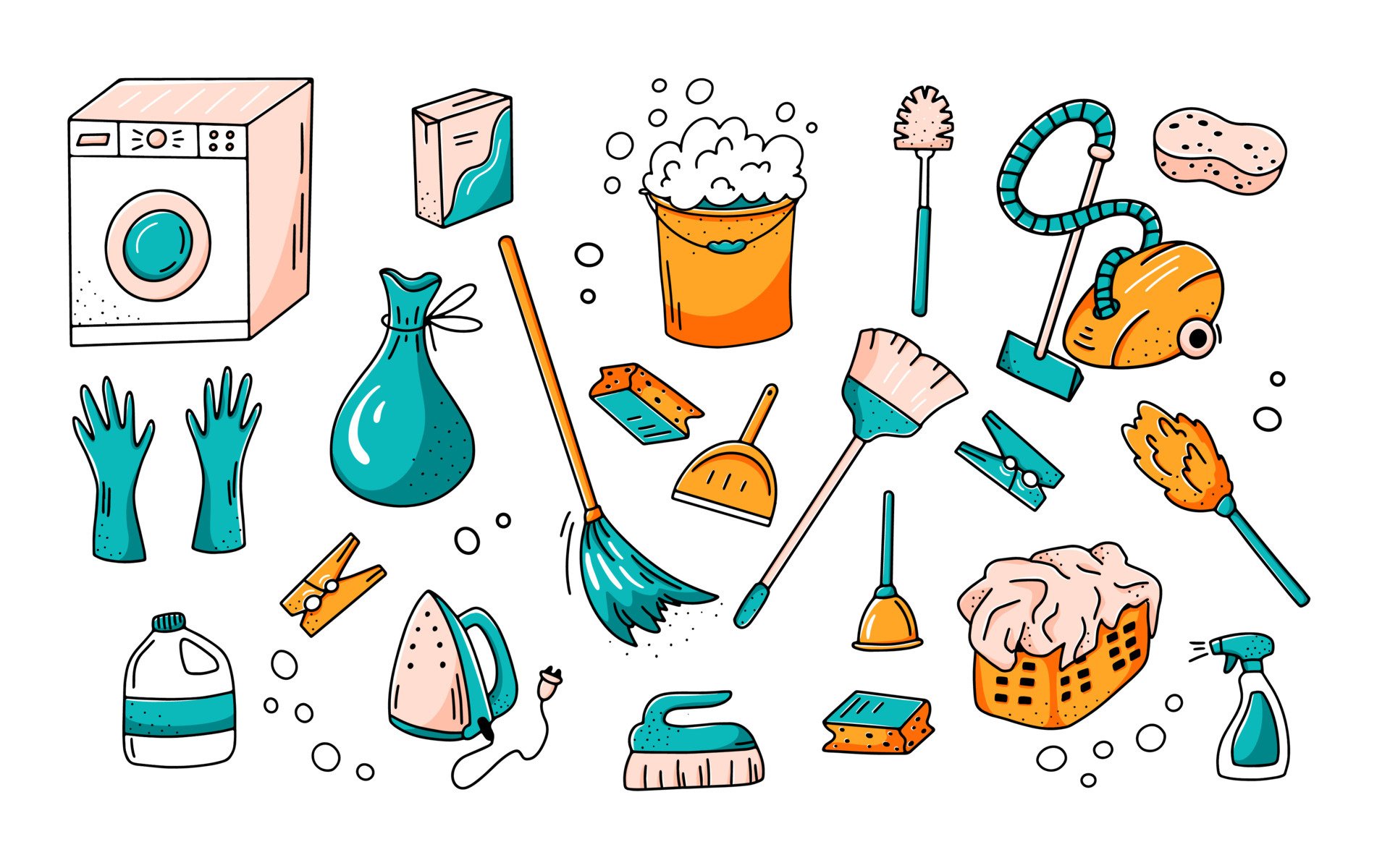 https://static.vecteezy.com/system/resources/previews/005/571/602/original/set-of-colored-doodle-elements-cleaning-service-collection-of-icons-in-hand-drawn-style-illustration-vector.jpg