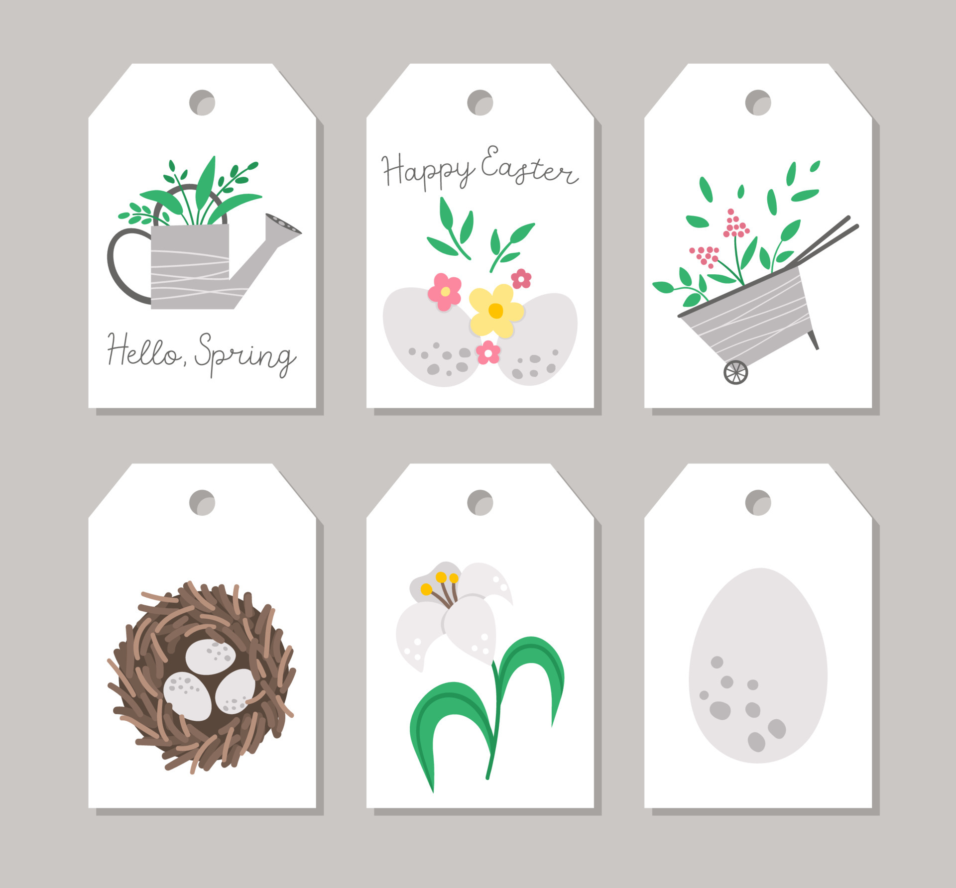 Cute set of Spring price tag templates with watering can ...