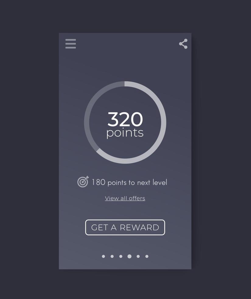 Reward app interface, mobile ui design, vector