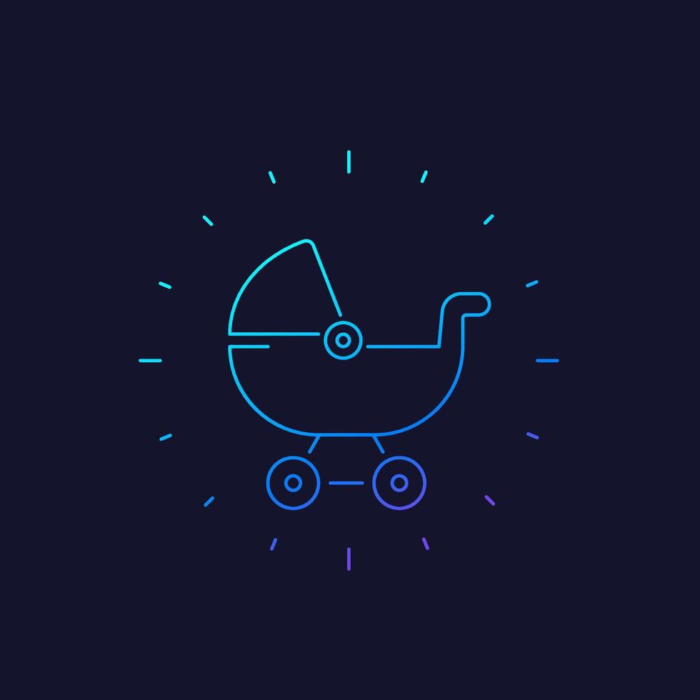 baby carriage icon, linear vector