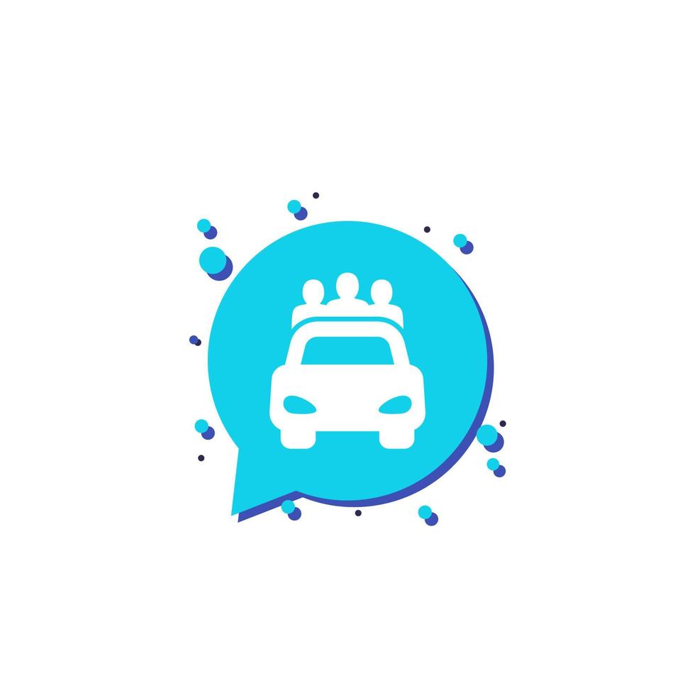 icono de carsharing con usuarios y auto vector