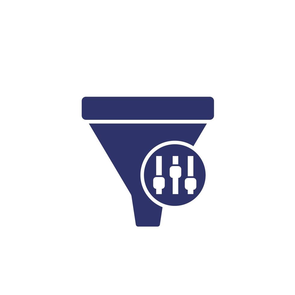 funnel with controls icon on white vector