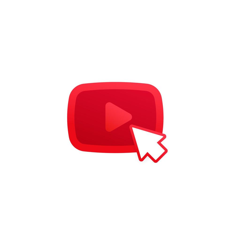 play video icon with cursor, vector