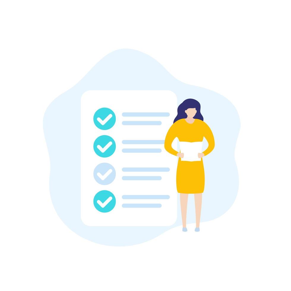 skills, job requirements vector icon with girl