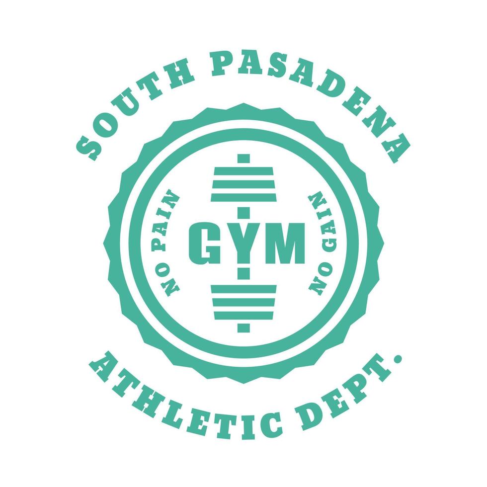 Round vintage gym logo, t-shirt design, print, gym logo in green on white, vector illustration