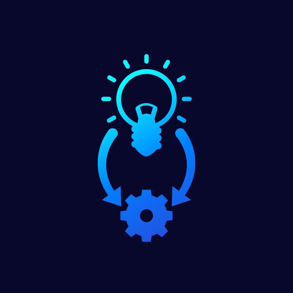 Implementation, ideas execution vector icon