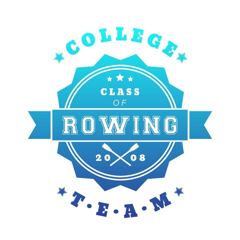 College Rowing team vintage logo with crossed oars, badge, emblem on white vector