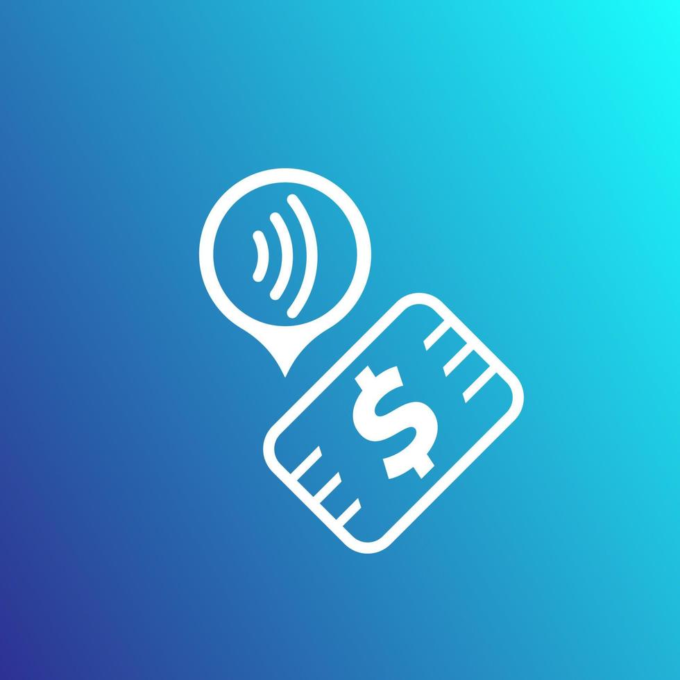 Contactless payment with card, wireless pay, vector icon