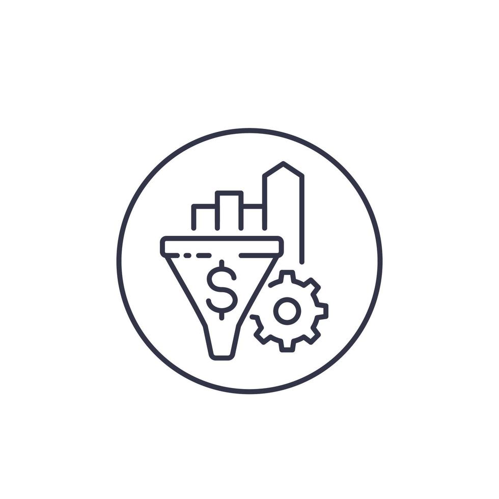 Conversion rate growth vector line icon