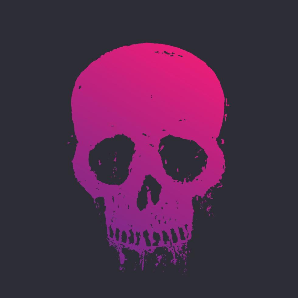 estampado de camiseta con calavera violeta vector