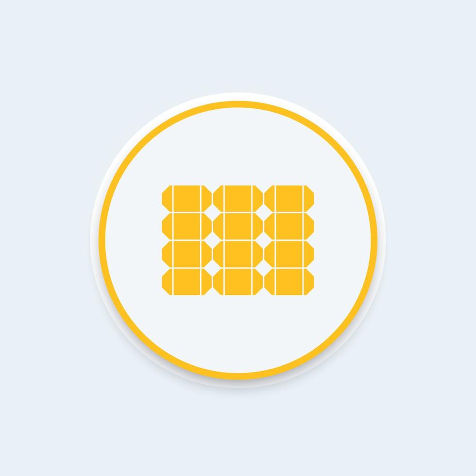 Solar panel icon, solar energy sign, solar panel round icon, vector illustration