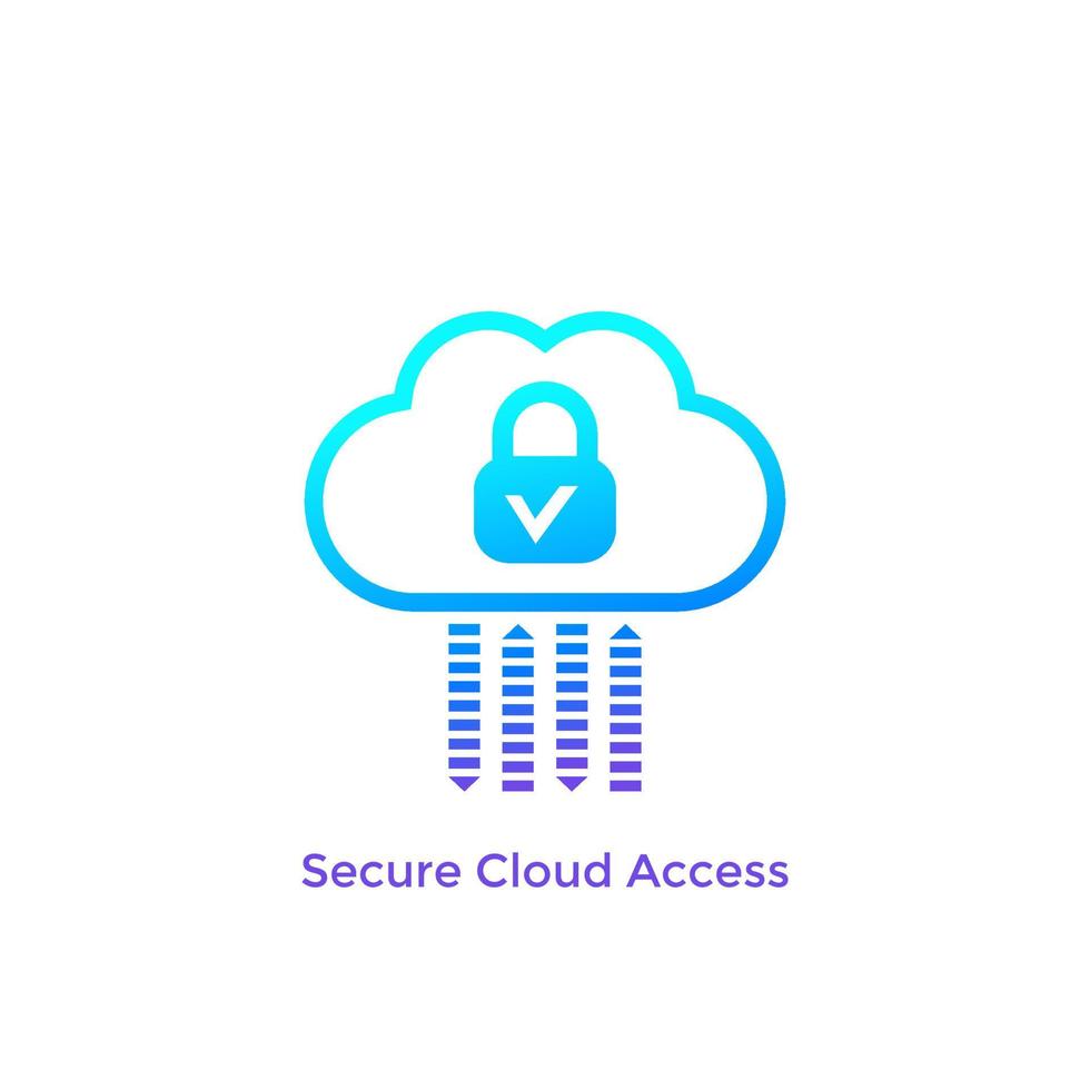 Secure cloud access, safe, protected hosting vector icon