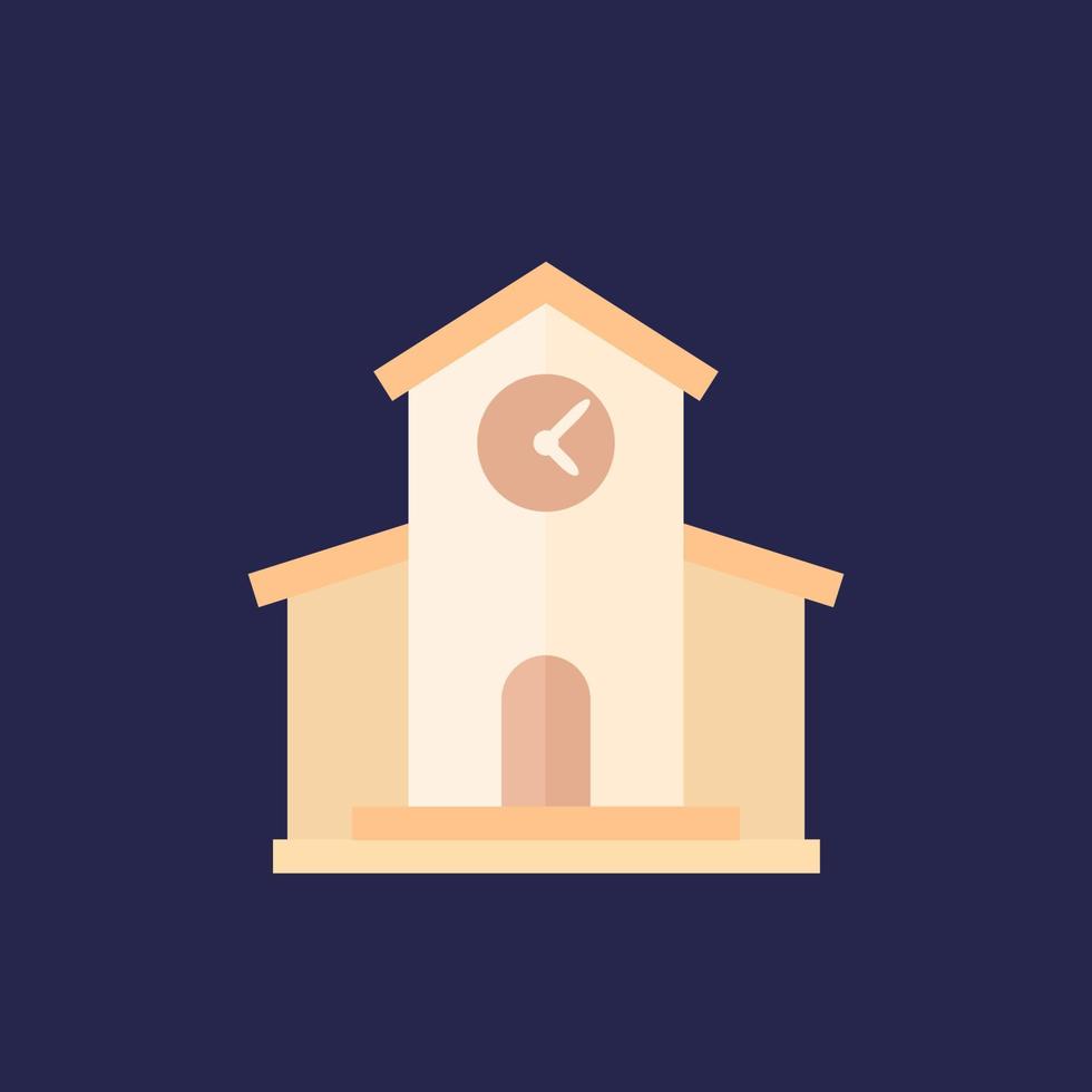 municipal building, city hall icon, flat vector
